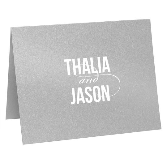 Modern Couple Folded Shimmer Note Cards